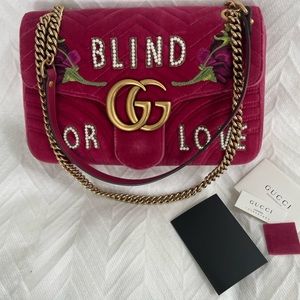 Gucci Marmont velvet embroidered magenta